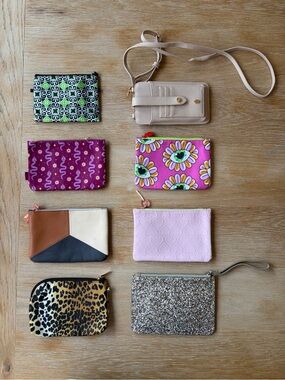 Set of 8 Cosmetic Bags/Small Purse/Wristlet.